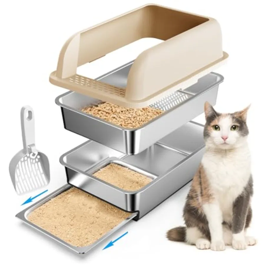 23.6"x16"x12" Stainless Steel Sifting Litter Box with Lid XL Sifting Litter Box for Pine Pellets Less Tracking High Sides Metal
23.6"x16"x12" Stainless Steel Sifting Litter Box with Lid XL Sifting Litter Box for Pine Pellets Less Tracking High Sides Metal