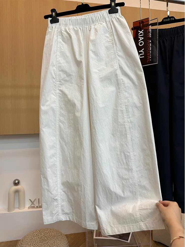 Simple High Waist Wide Leg Pants Women's Loose Fit Straight Cut Nine Point Pants Summer New Style Casual Cotton Polyester
Simple High Waist Wide Leg Pants Women's Loose Fit Straight Cut Nine Point Pants Summer New Style Casual Cotton Polyester