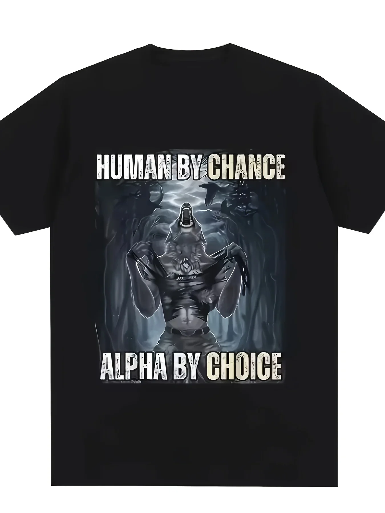 Men's & Women's Casual Short Sleeve T-Shirt - White Wolf Pack Graphic Print with "Human by Chance Alpha by Choice" Slogan
Men's & Women's Casual Short Sleeve T-Shirt - White Wolf Pack Graphic Print with "Human by Chance Alpha by Choice" Slogan