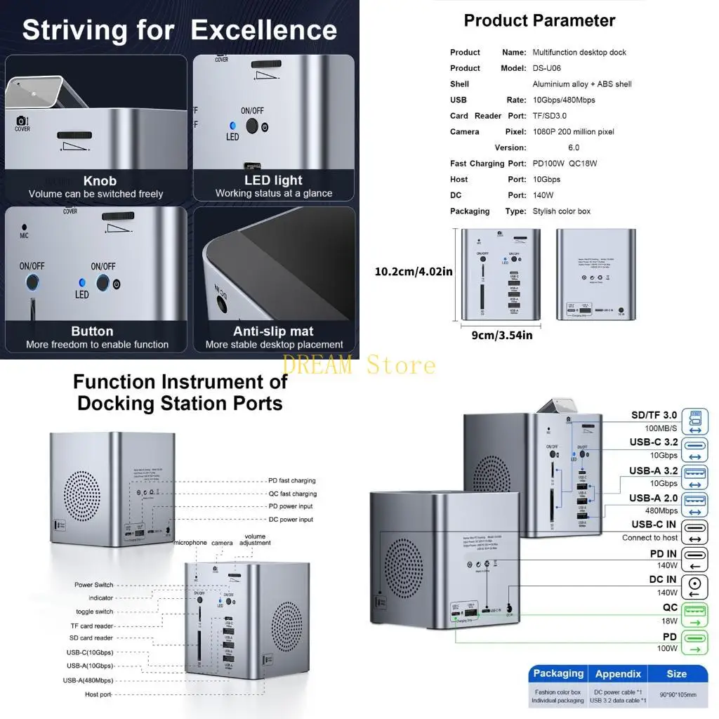 Premium Aluminum Multi Function Docking Station Featuring Camera Double Speakers USB 3.2 Port And Fast Charging best sale
Premium Aluminum Multi Function Docking Station Featuring Camera Double Speakers USB 3.2 Port And Fast Charging best sale