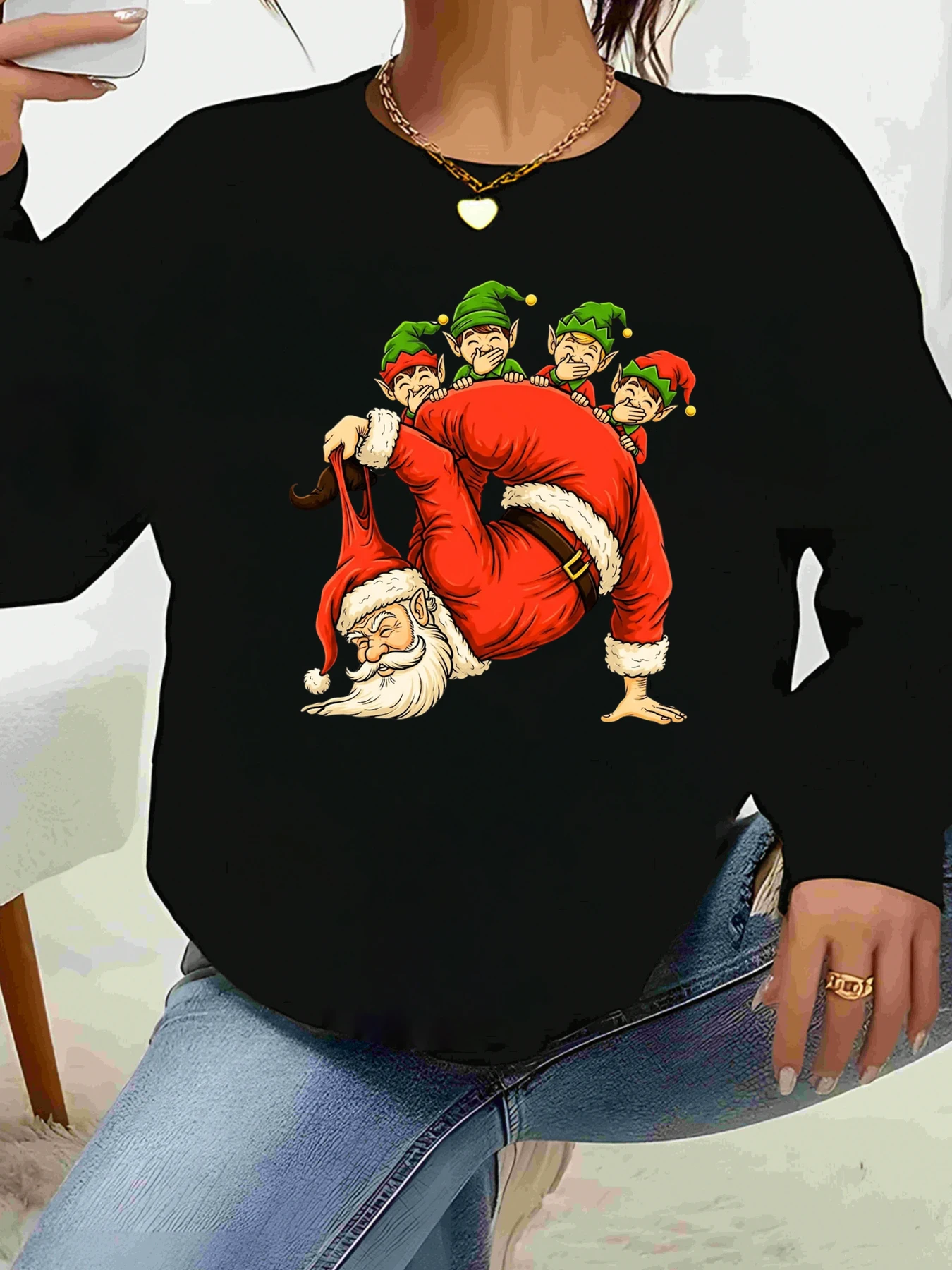 Рождественский топ с длинными рукавами и принтом Санта-Клауса и эльфов, праздничная женская повседневная одежда для вечеринок
Рождественский топ с длинными рукавами и принтом Санта-Клауса и эльфов, праздничная женская повседневная одежда для вечеринок