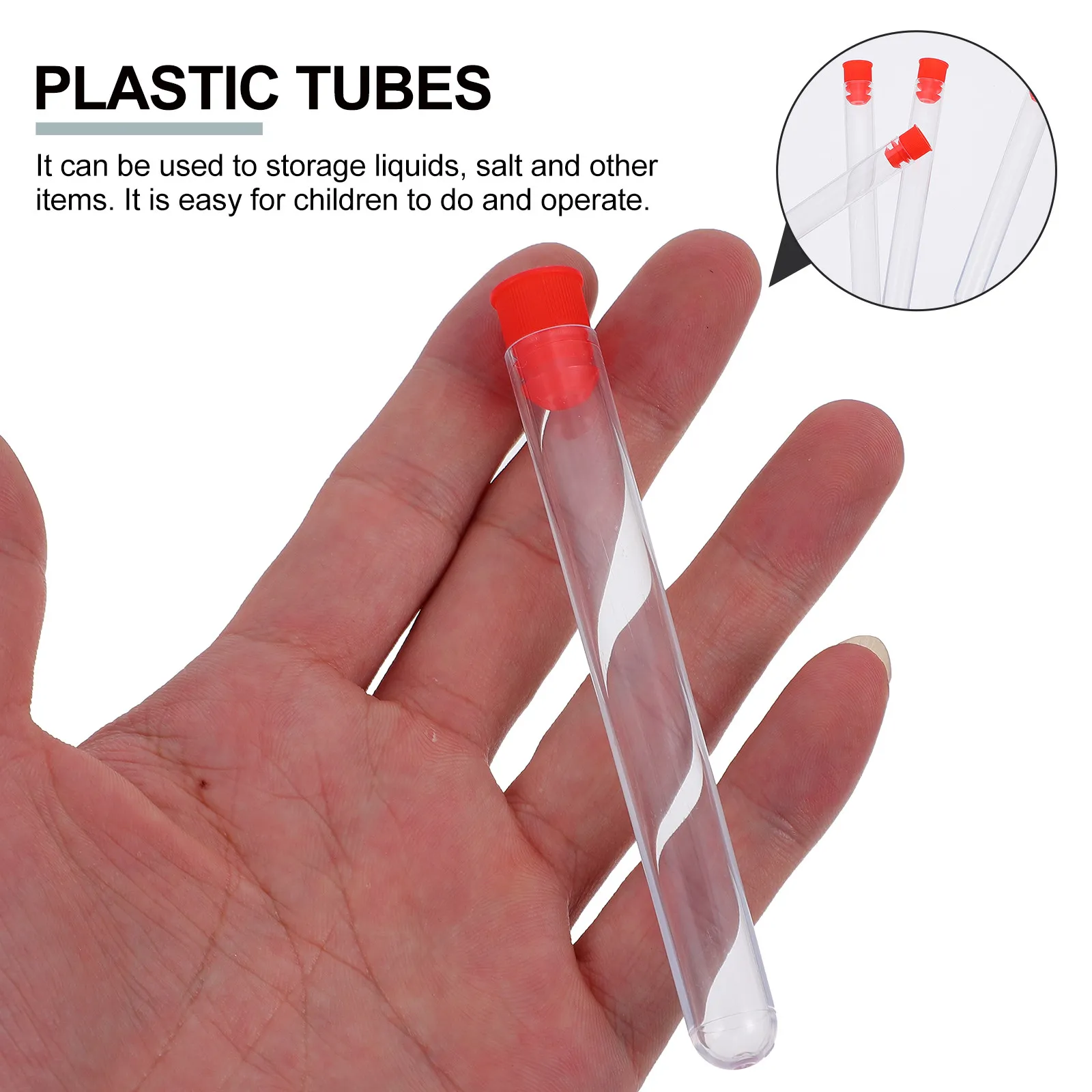 40Pcs Test Tubes for Science Experiments Plastic Storage Containers Stoppers Multiuse Educational Chemistry Lab