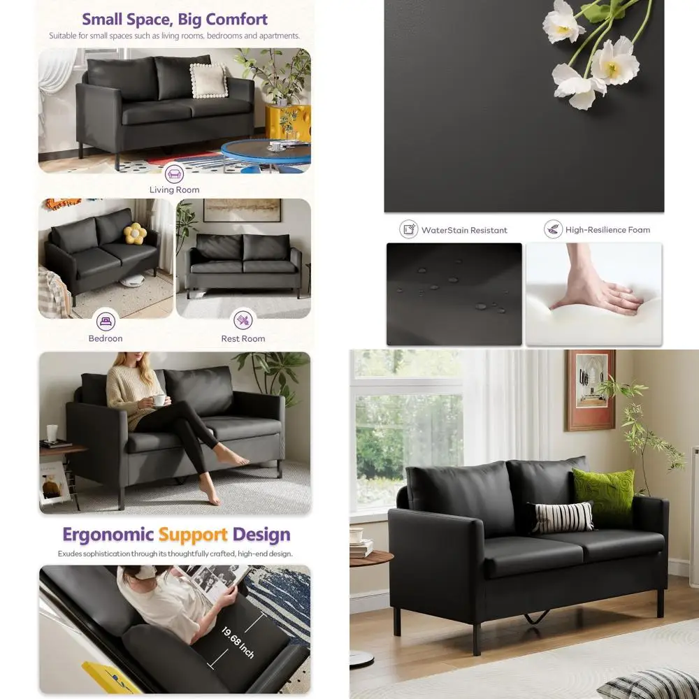 Компактный черный диван-софа для небольших помещений и спален, идеальный двухместный диван для общежитий и офисов
Компактный черный диван-софа для небольших помещений и спален, идеальный двухместный диван для общежитий и офисов