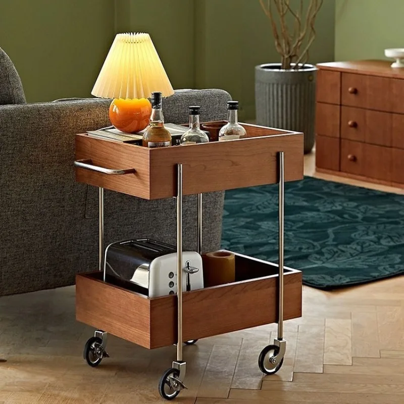 Solid wood cart, living room, sofa, household multi-layer storage cabinet, storage hand push, mobile snack rack, antique edge
Solid wood cart, living room, sofa, household multi-layer storage cabinet, storage hand push, mobile snack rack, antique edge