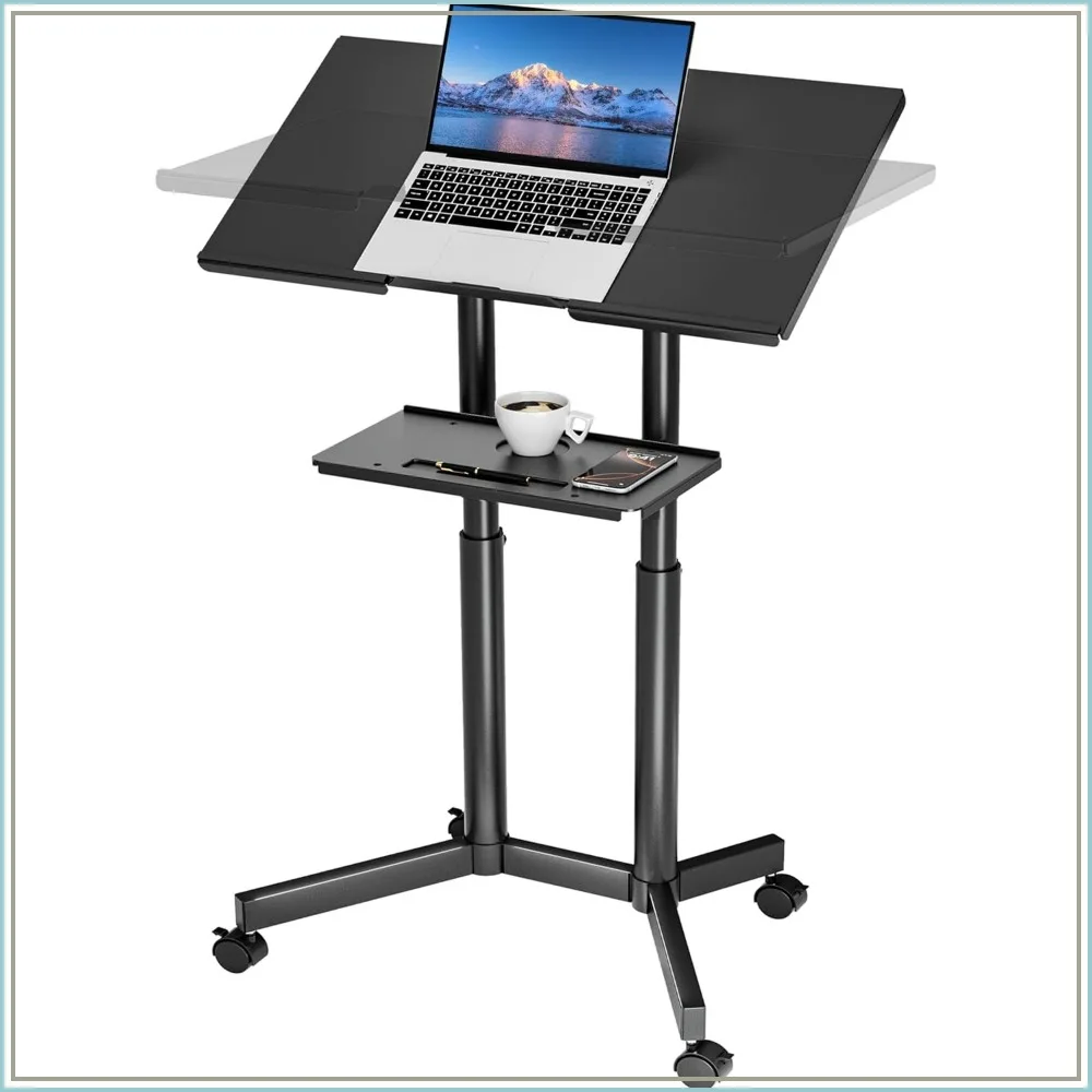 Height Adjustable Mobile Laptop Desk, Sit Stand Rolling Table with Storage Tray, White
Height Adjustable Mobile Laptop Desk, Sit Stand Rolling Table with Storage Tray, White