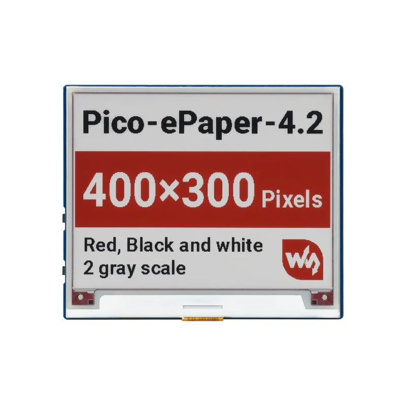 4.2inch E-Paper E-Ink Display Module (B) for Raspberry Pi Pico, 400×300, Red / Black / White, SPI
4.2inch E-Paper E-Ink Display Module (B) for Raspberry Pi Pico, 400×300, Red / Black / White, SPI