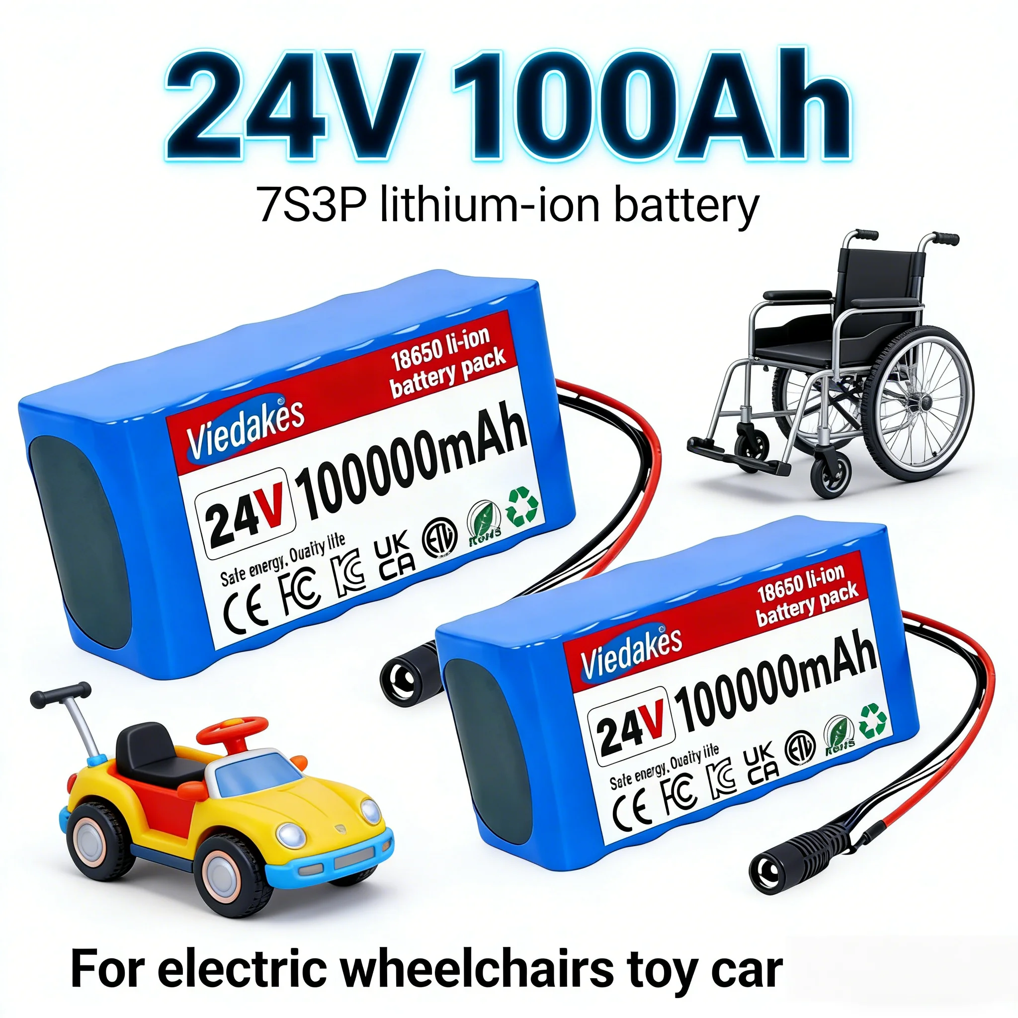 Литиевая аккумуляторная батарея 100Ач 24В 7S3P 18650 для электрических инвалидных колясок и скутеров, резервное питание с зарядным устройством 29.4В 2А
Литиевая аккумуляторная батарея 100Ач 24В 7S3P 18650 для электрических инвалидных колясок и скутеров, резервное питание с зарядным устройством 29.4В 2А