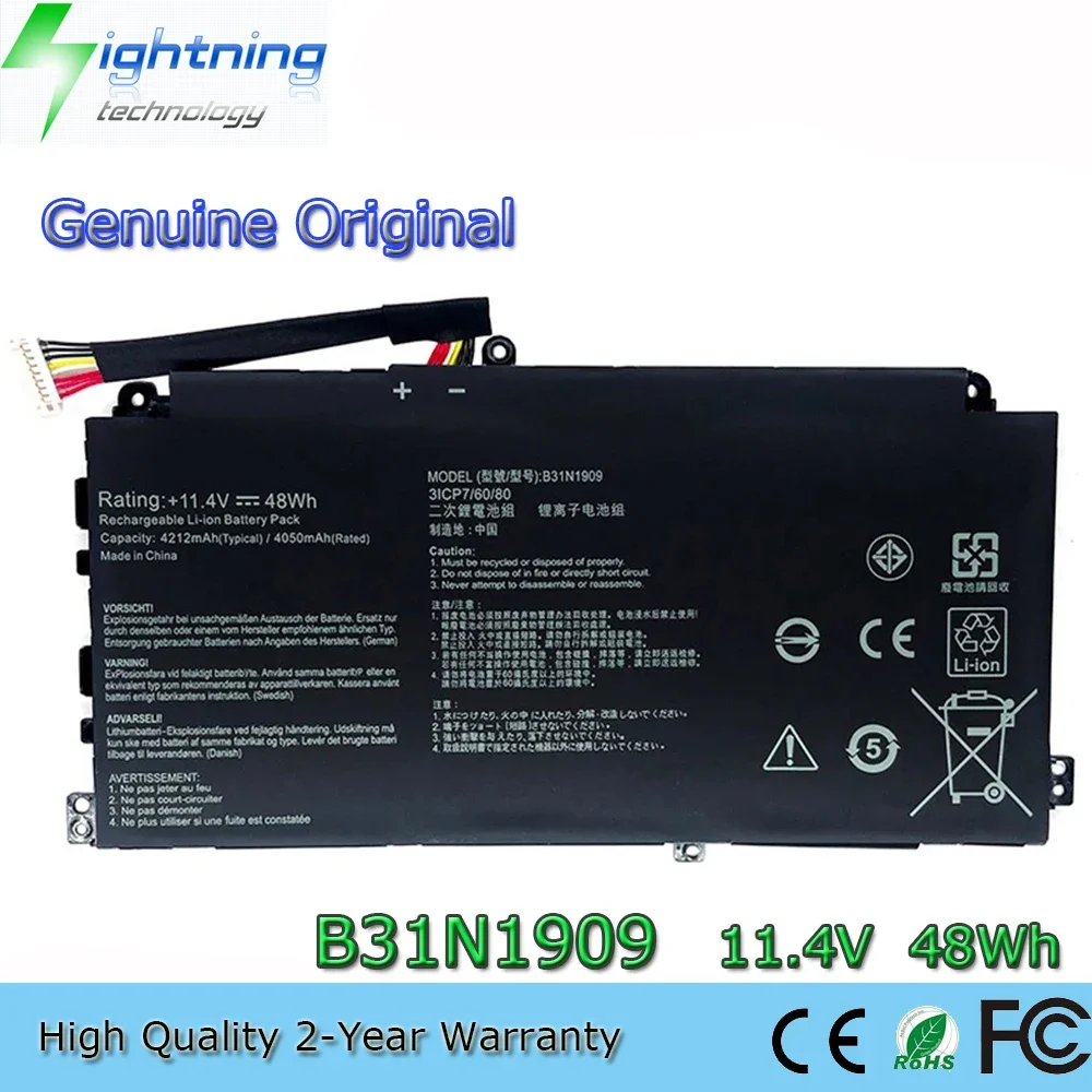 New Genuine Original B31N1909 11.4V 48Wh Laptop Battery for Asus ExpertBook P2 P2451 P2451FA P2451FB 0B200-03670000 etc.
New Genuine Original B31N1909 11.4V 48Wh Laptop Battery for Asus ExpertBook P2 P2451 P2451FA P2451FB 0B200-03670000 etc.