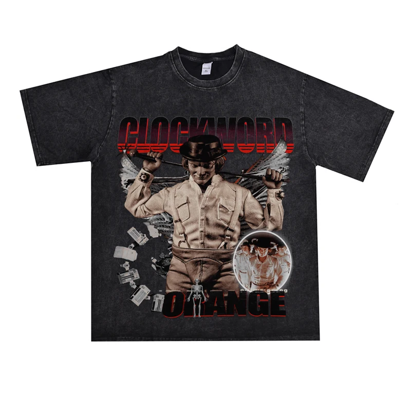 2025 Classic Movie Peripheral Clockwork Orange Heavy American Retro Street Cotton Crewneck Personality T-shirt for Men and Women
2025 Classic Movie Peripheral Clockwork Orange Heavy American Retro Street Cotton Crewneck Personality T-shirt for Men and Women