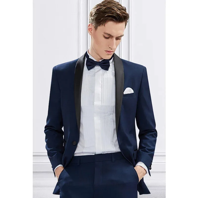 New Design Blue Men's Suits Black Shawl Lapel Single Breasted Formal Party Outfits Ropa de Hombre 2 Piece Jacket Pants Slim Fit
New Design Blue Men's Suits Black Shawl Lapel Single Breasted Formal Party Outfits Ropa de Hombre 2 Piece Jacket Pants Slim Fit