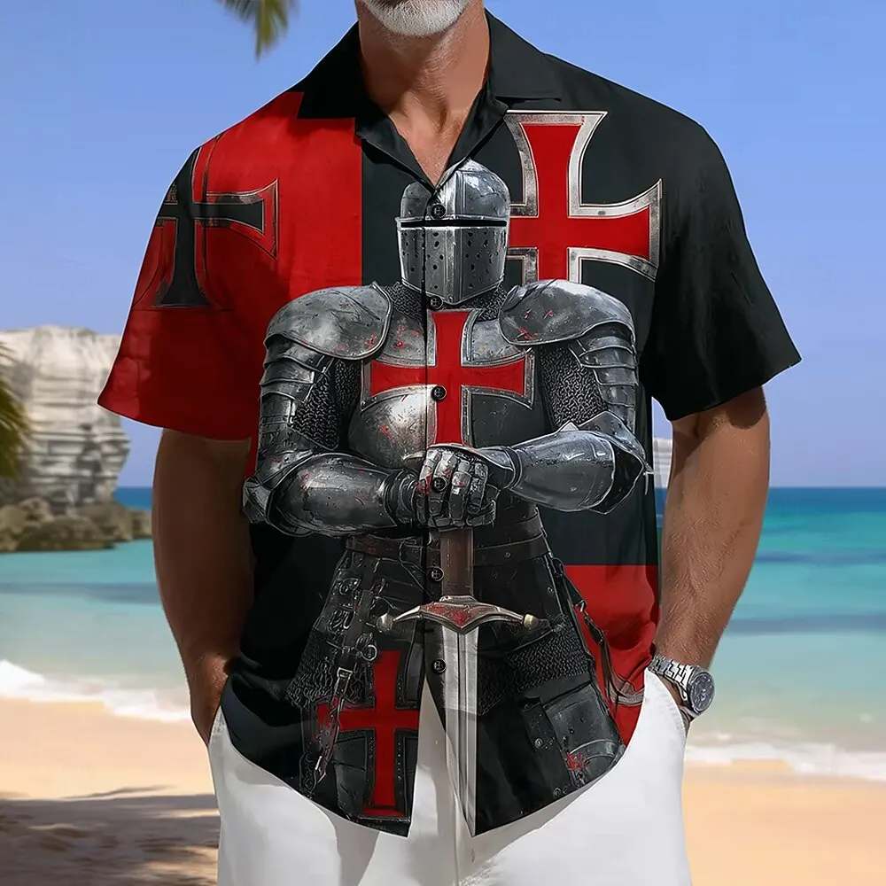 Men's Short Sleeve Collar Button Up Shirt Armor Cross Warrior 3D Print Vintage Streetwear for Spring and Summer Holiday
Men's Short Sleeve Collar Button Up Shirt Armor Cross Warrior 3D Print Vintage Streetwear for Spring and Summer Holiday