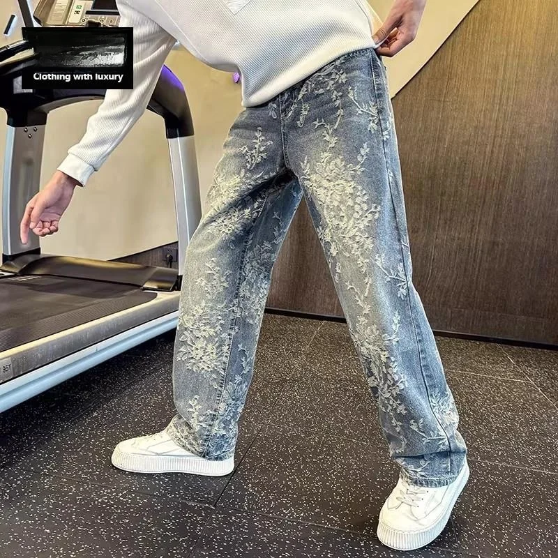 High-End Fashionable Men's Embroidered Denim Jeans Straight Leg Wide Leg Casual Pants Spring Autumn New Arrival
High-End Fashionable Men's Embroidered Denim Jeans Straight Leg Wide Leg Casual Pants Spring Autumn New Arrival