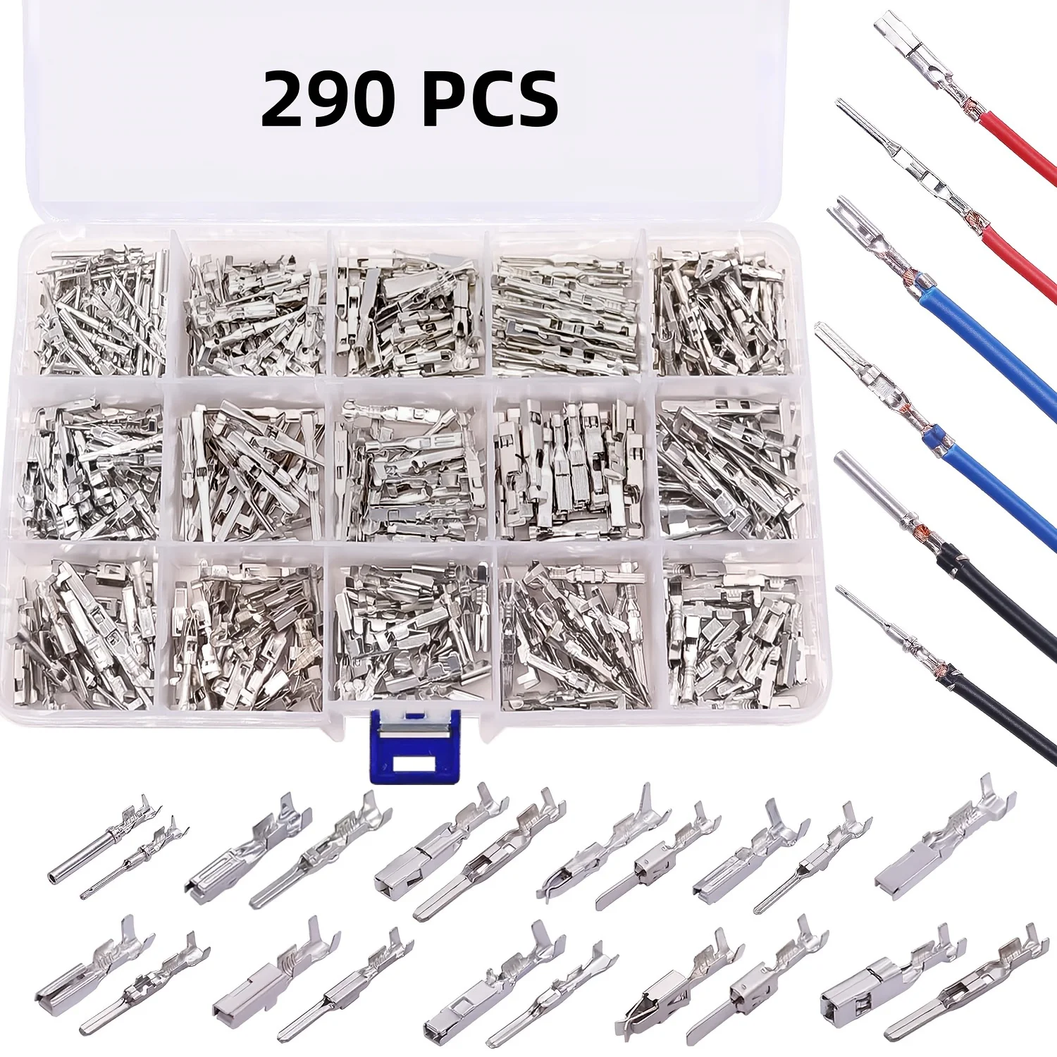 290PCS Car Electrical Wire Terminal Pins Connector, 21Type Connector Pins Terminal Auto Electric Connector Non-Insulated Plug
290PCS Car Electrical Wire Terminal Pins Connector, 21Type Connector Pins Terminal Auto Electric Connector Non-Insulated Plug