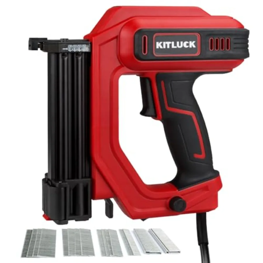 Brad Nailer 2 in 1 120V Electric Staple Gun/Nail Gun with 1400pcs 18 Gauge Straight Nails and 400pcs Narrow Crown Stapl
Brad Nailer 2 in 1 120V Electric Staple Gun/Nail Gun with 1400pcs 18 Gauge Straight Nails and 400pcs Narrow Crown Stapl