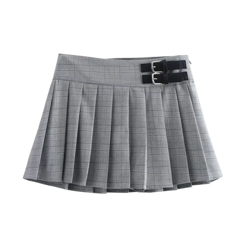 women's high waisted temperament A-line grid wide pleated short skirt spring new slim fit half body skirt pants
women's high waisted temperament A-line grid wide pleated short skirt spring new slim fit half body skirt pants