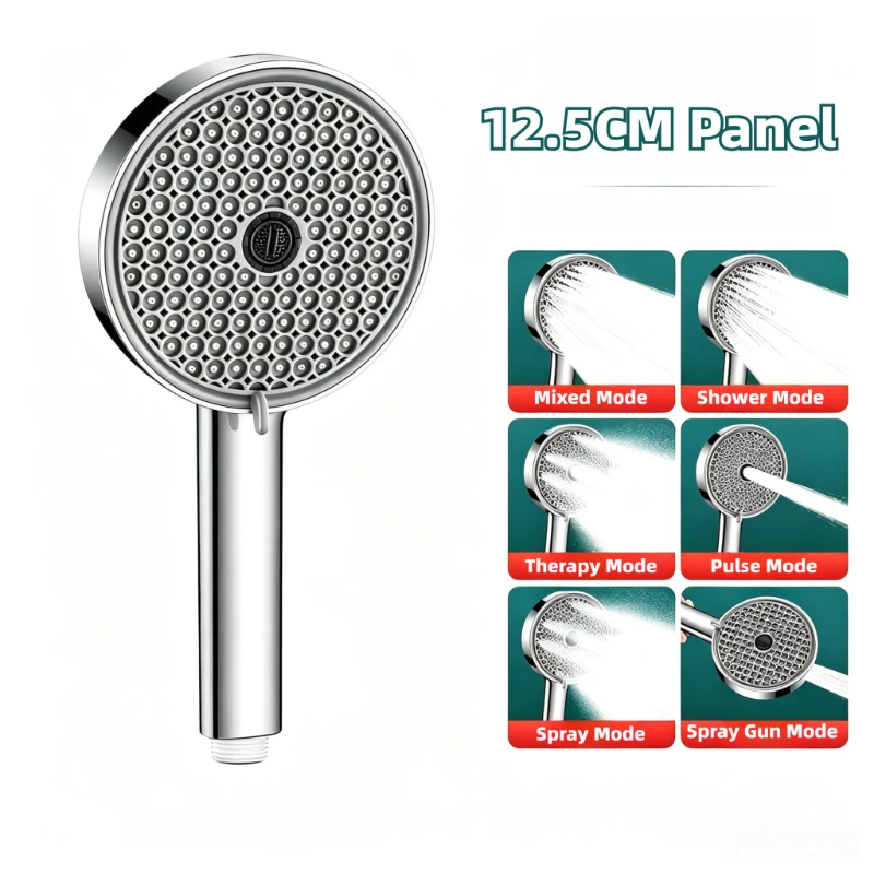 6 Modes Adjustable Pressure Boost Shower Head 12.5CM Big Panel High Pressure Large Flow Handheld Showerhead Bathroom Accessories
6 Modes Adjustable Pressure Boost Shower Head 12.5CM Big Panel High Pressure Large Flow Handheld Showerhead Bathroom Accessories