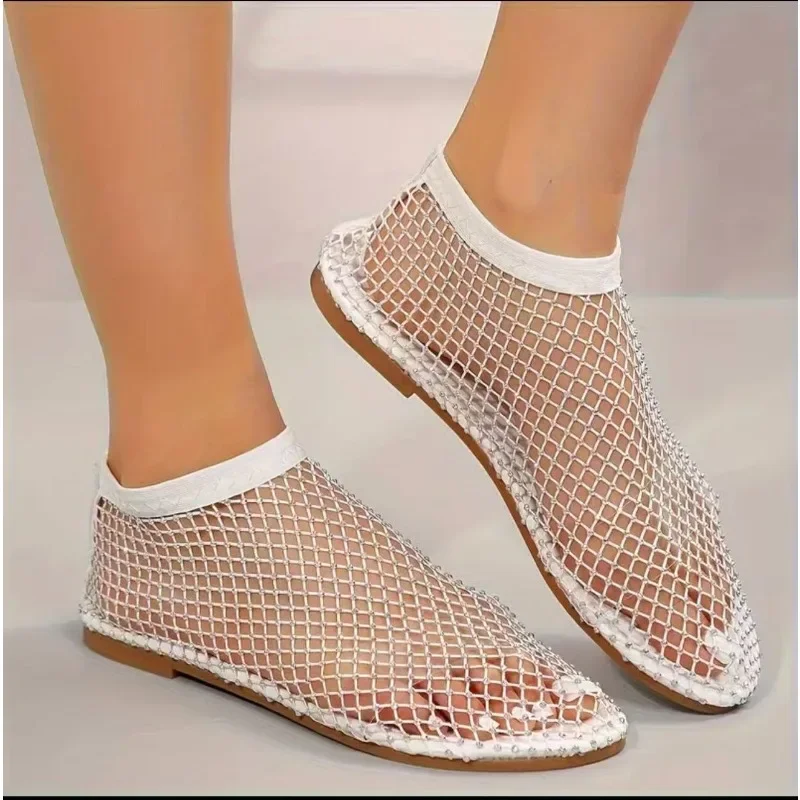 Fashion Women Flat Sandals Flat Bottom Roman Flat Party Shoes Rhinestone Fishing Net Sandals Lightweight Designer Shoes Women
Fashion Women Flat Sandals Flat Bottom Roman Flat Party Shoes Rhinestone Fishing Net Sandals Lightweight Designer Shoes Women