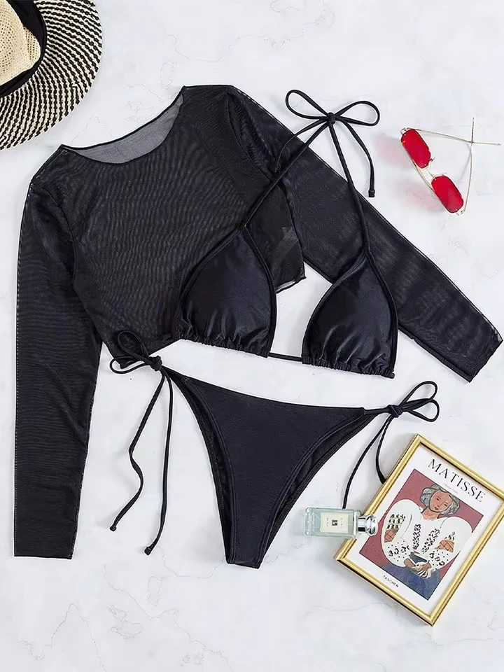 Vzvn Sexy Solid Lace Up Vacation Bikini Women Split Swimsuit Beach Bikini 2026 New All Season Long Sleeve Mesh Smock 3 Piece Set
Vzvn Sexy Solid Lace Up Vacation Bikini Women Split Swimsuit Beach Bikini 2026 New All Season Long Sleeve Mesh Smock 3 Piece Set