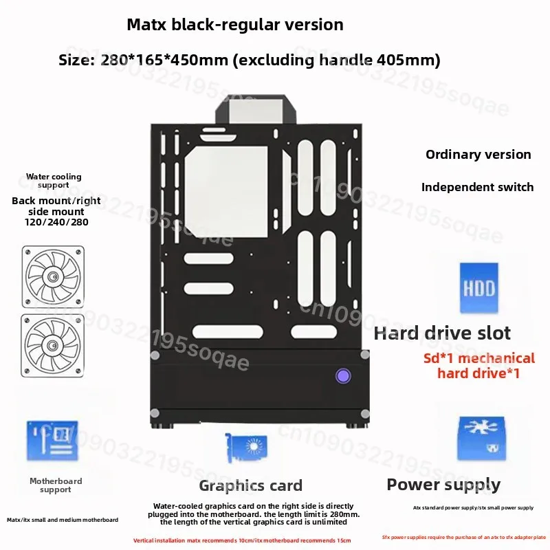 Open Frame PC Case 240/360 Liquid & Air Cooling Rack ATX/MATX Vertical GPU Desktop Mini Case