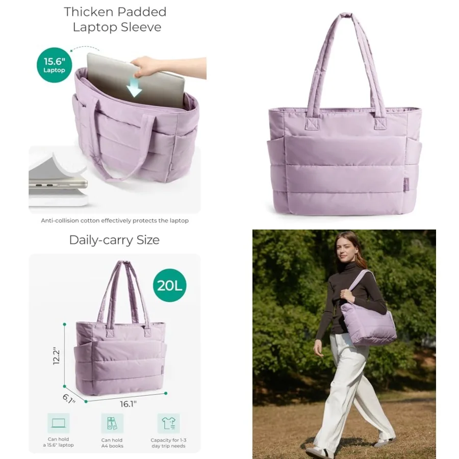 BAGSMART Tote Bag for Women, Lightweight Puffy Tote Bag with Compartments Shoulder Bag Handbag for Travel, Work, Gym Lightweigh
BAGSMART Tote Bag for Women, Lightweight Puffy Tote Bag with Compartments Shoulder Bag Handbag for Travel, Work, Gym Lightweigh