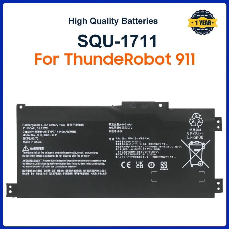 Аккумулятор для ноутбука ThundeRobot 911 Air 911ME 911MT 911S G7000M G8000M SQU-1711 11,55 в 4440 мАч
Аккумулятор для ноутбука ThundeRobot 911 Air 911ME 911MT 911S G7000M G8000M SQU-1711 11,55 в 4440 мАч