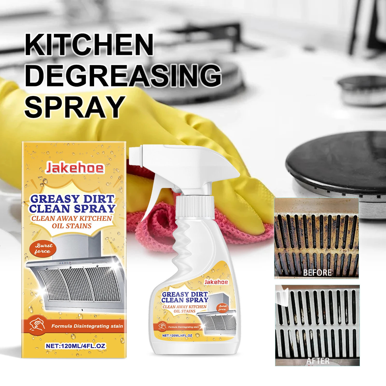 Jakehoe Heavy Duty Degreaser Spray for Kitchen Stove Oven Grill Fast Acting Grease Remover Cleaner Natural Scent Non Toxic 120ml
Jakehoe Heavy Duty Degreaser Spray for Kitchen Stove Oven Grill Fast Acting Grease Remover Cleaner Natural Scent Non Toxic 120ml