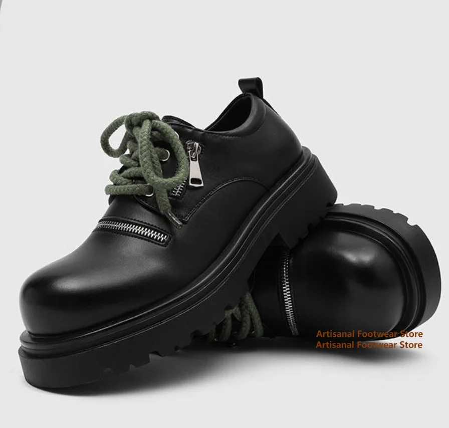 Thick Soled Height Increasing Derby Shoes British Style Round Toe Casual Leather Shoes Black Leather Zip Design Big Toe Shoes
Thick Soled Height Increasing Derby Shoes British Style Round Toe Casual Leather Shoes Black Leather Zip Design Big Toe Shoes