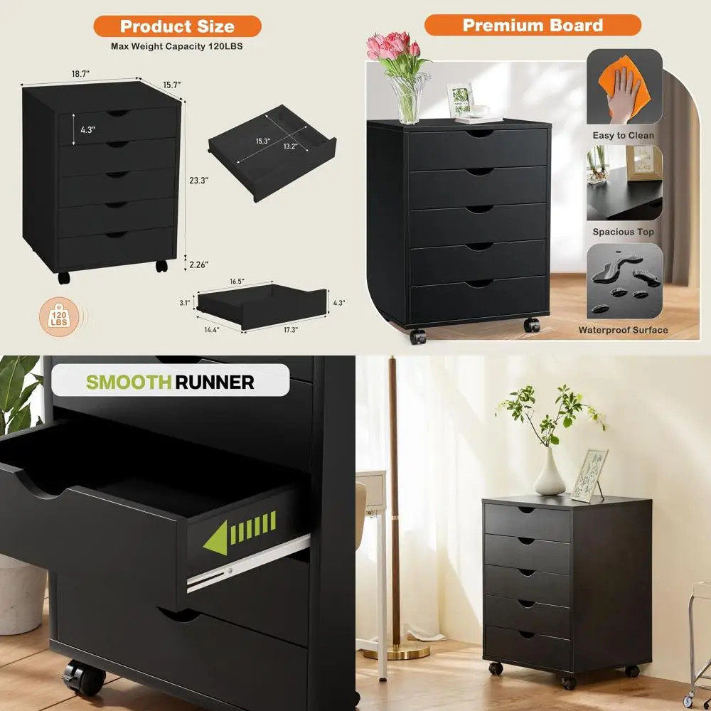 Компактный передвижной шкаф для документов с 5 выдвижными ящиками для вертикального хранения, мобильный деревянный органайзер для стола, подставка для принтера, черный, для дома и офиса
Компактный передвижной шкаф для документов с 5 выдвижными ящиками для вертикального хранения, мобильный деревянный органайзер для стола, подставка для принтера, черный, для дома и офиса
