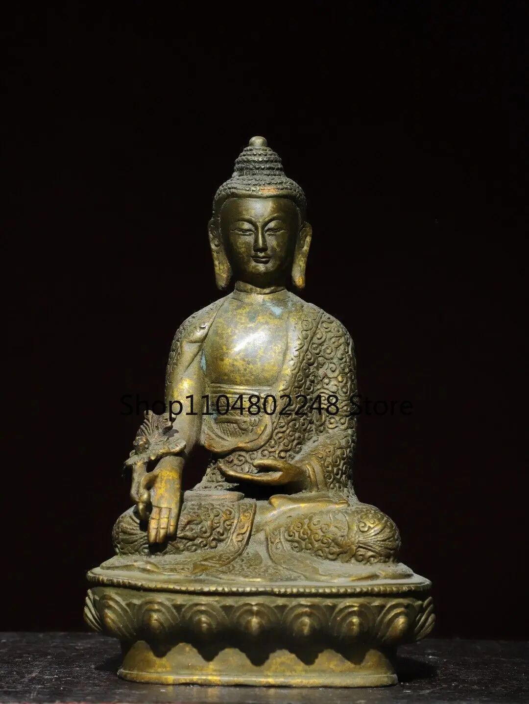 8" old Antique Tibet Tibetan Buddhism temple Bronze gilt Medicine Buddha statue
8" old Antique Tibet Tibetan Buddhism temple Bronze gilt Medicine Buddha statue