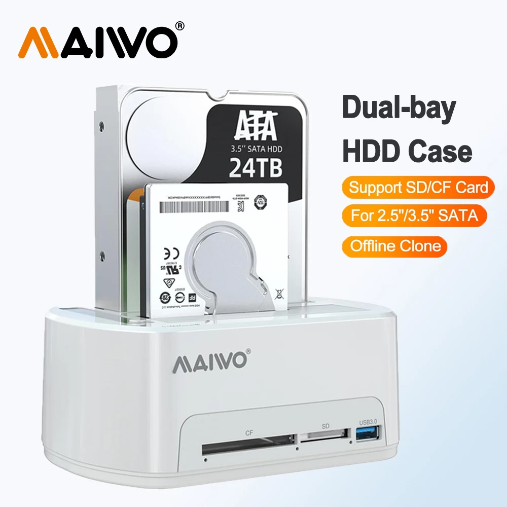 MAIWO Double Bay Hard Drive Box Base USB3.0 External Computer Serial Port Mechanical SSD Solid State Drive Read Cartridge Clone
MAIWO Double Bay Hard Drive Box Base USB3.0 External Computer Serial Port Mechanical SSD Solid State Drive Read Cartridge Clone