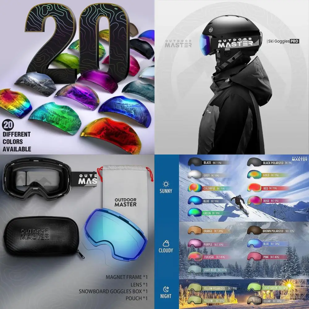 Interchangeable Lens Ski Goggles with 100% UV400 Protection for Men & Women
Interchangeable Lens Ski Goggles with 100% UV400 Protection for Men & Women