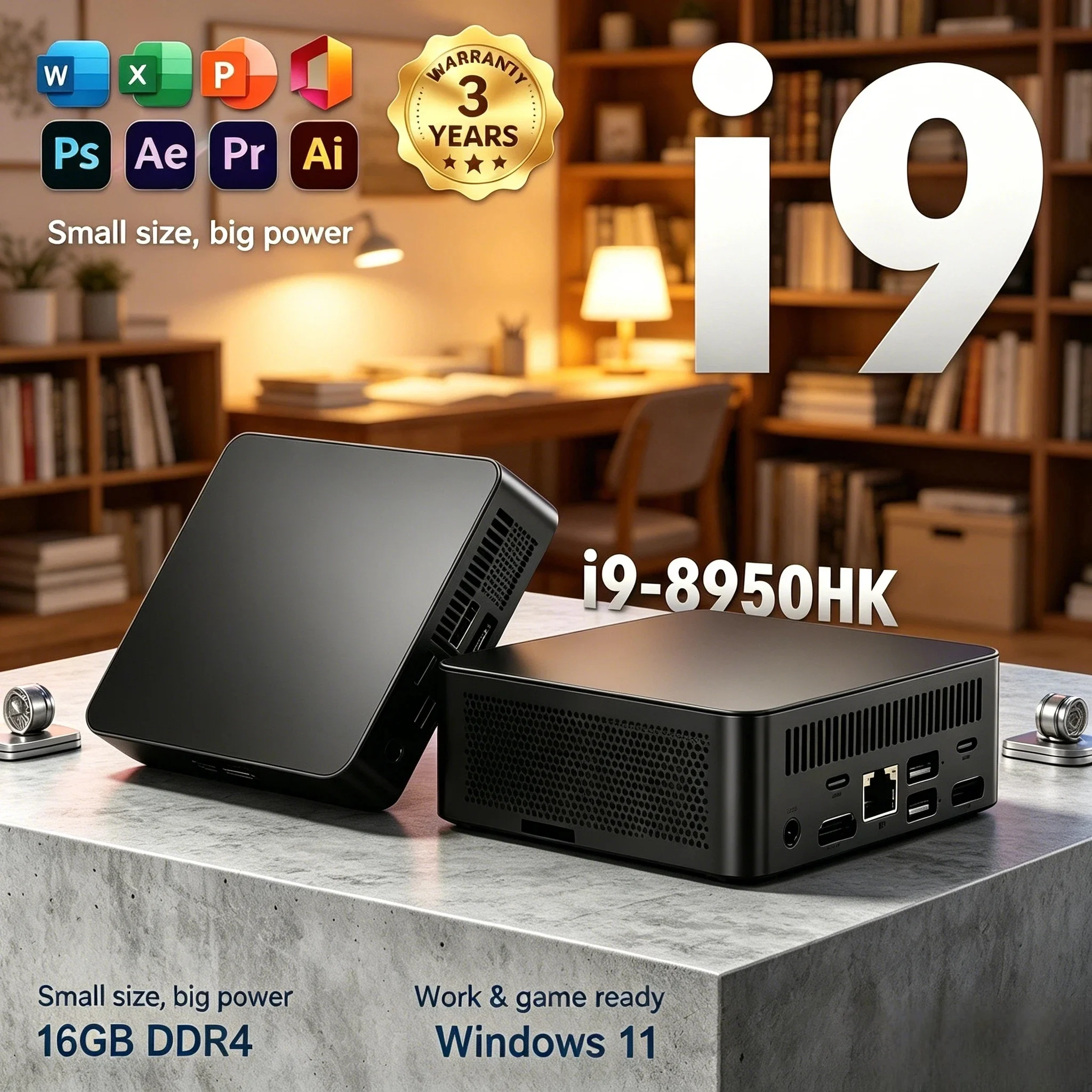 Intel Core i9 8950HK Windows 11 i9 Mini PC Computer 16GB RAM 1TB 2TB SSD M.2 Wifi 6 BT5.2 Mini Desktop Low Power NVMe Max 4K
Intel Core i9 8950HK Windows 11 i9 Mini PC Computer 16GB RAM 1TB 2TB SSD M.2 Wifi 6 BT5.2 Mini Desktop Low Power NVMe Max 4K