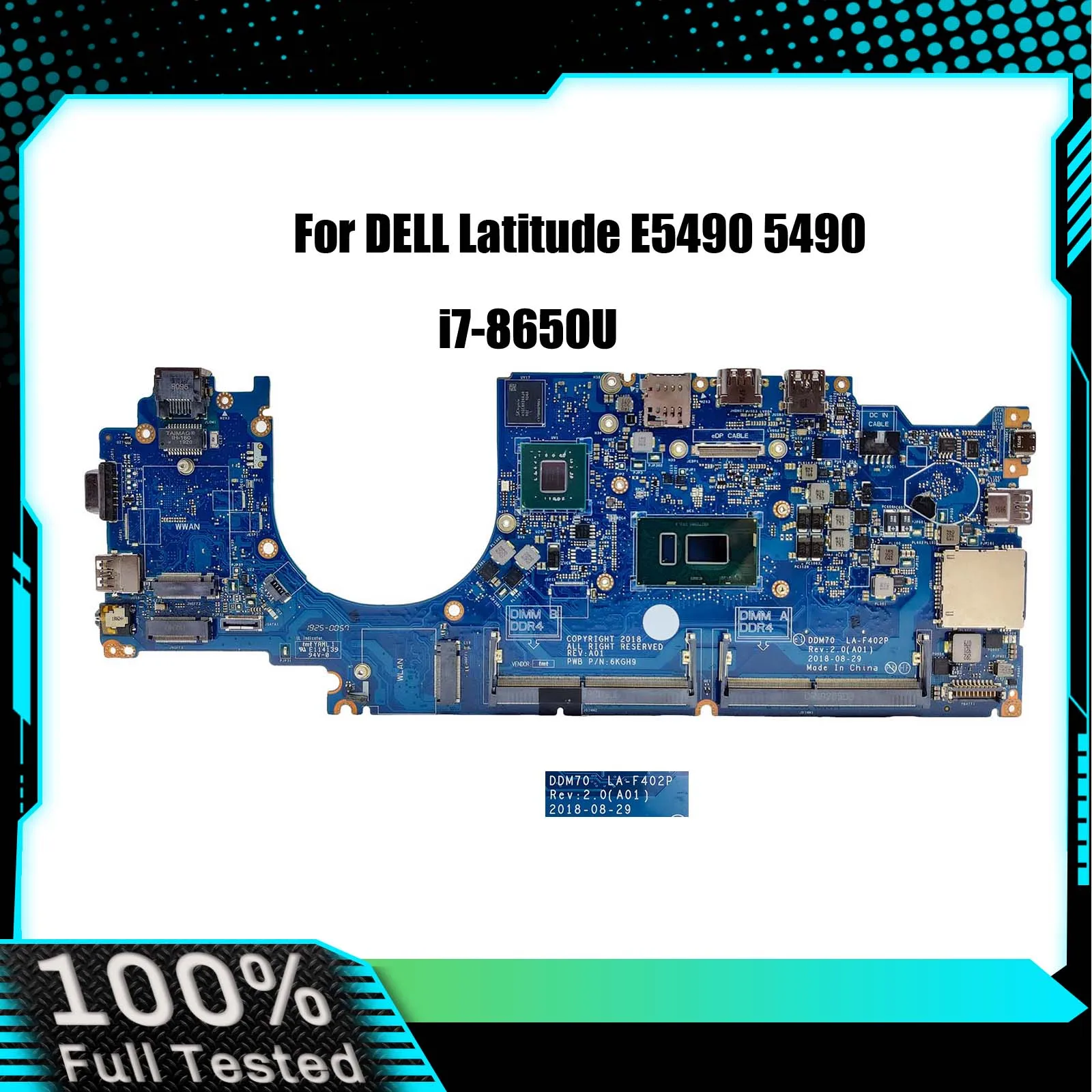 DDM80 LA-F402P Motherboard For DELL Latitude 5490 Laptop CPU I5-8350U I7-8650U N16S-GTR-S-A2 2G CN-09XJ6N CN-0NFW3V Test OK
DDM80 LA-F402P Motherboard For DELL Latitude 5490 Laptop CPU I5-8350U I7-8650U N16S-GTR-S-A2 2G CN-09XJ6N CN-0NFW3V Test OK