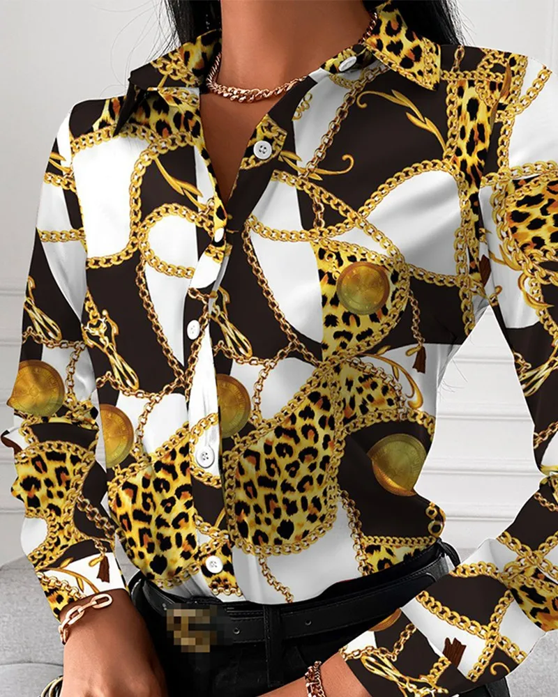 2024 Autumn Trend Women's Fashionable All-match Shirt Chain/Floral/Letter/Geometric Square Print Lapel Button Long Sleeve Shirt
2024 Autumn Trend Women's Fashionable All-match Shirt Chain/Floral/Letter/Geometric Square Print Lapel Button Long Sleeve Shirt