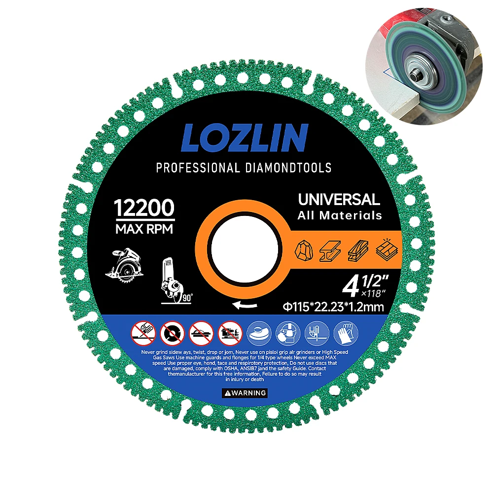 LOZLIN Multifunctional Cutting Saw Blade 115mm Ultra-thin Diamond Saw Blade Ceramic Tile Glass Cutting Disc For Angle Grinder
LOZLIN Multifunctional Cutting Saw Blade 115mm Ultra-thin Diamond Saw Blade Ceramic Tile Glass Cutting Disc For Angle Grinder