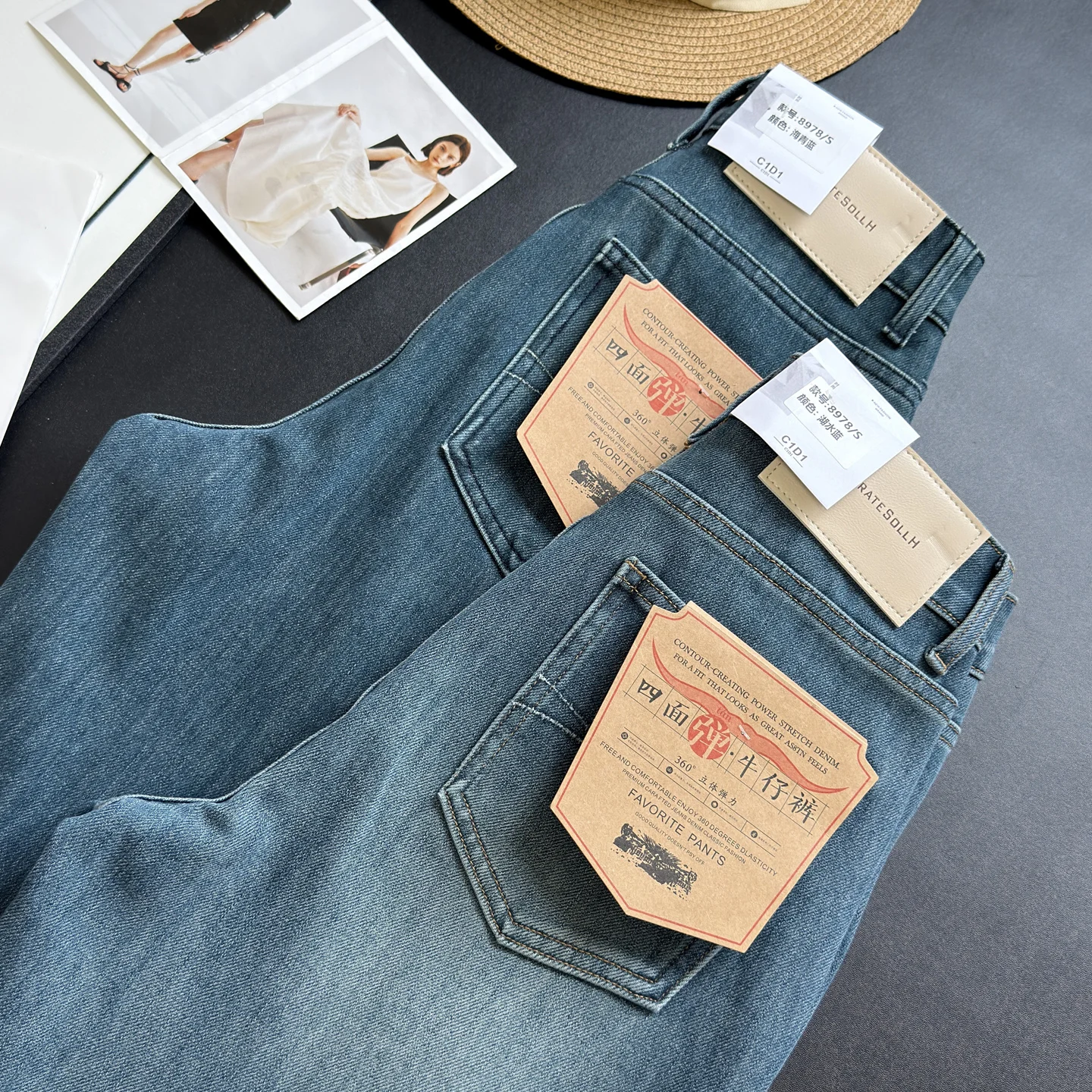 Удобные облегающие широкие джинсы с высокой талией, хлопковые эластичные джинсовые женские осенние повседневные брюки из девяти предметов в стиле ретро 
Удобные облегающие широкие джинсы с высокой талией, хлопковые эластичные джинсовые женские осенние повседневные брюки из девяти предметов в стиле ретро