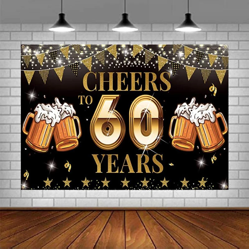 Photography Backdrop Black Gold Banner Cheers To 60 Years Beer Decor for Men Women 60th Anniversary Party Background Poster
Photography Backdrop Black Gold Banner Cheers To 60 Years Beer Decor for Men Women 60th Anniversary Party Background Poster