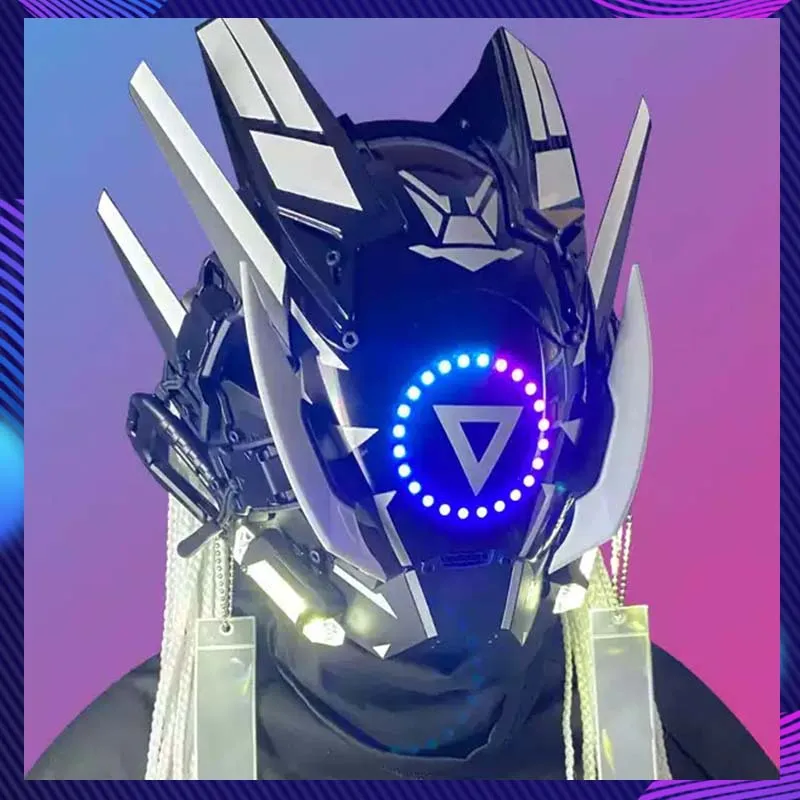 Sci-Fi Mech Mask With Circle LED Light Cosplay Costumes Mechanical Warrior White Helmet Halloween Party Props Cyber Punk Mask
Sci-Fi Mech Mask With Circle LED Light Cosplay Costumes Mechanical Warrior White Helmet Halloween Party Props Cyber Punk Mask