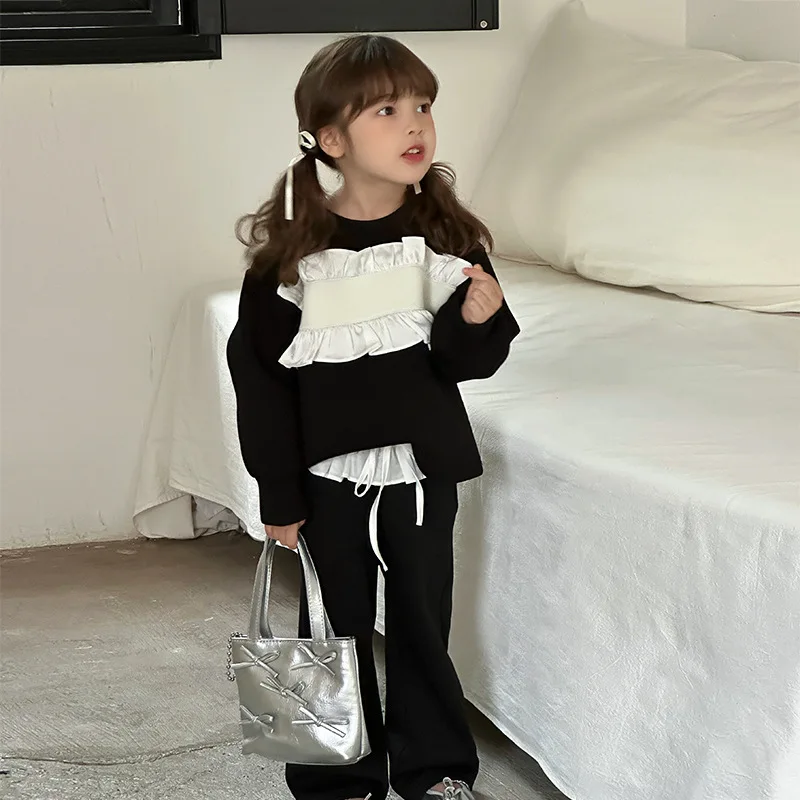 Girls Suit 2024 Autumn New Childrens Wear Korean Style Girl Baby Lace Hoodie Wide Leg Pants Two-piece Casual Simple Daily
Girls Suit 2024 Autumn New Childrens Wear Korean Style Girl Baby Lace Hoodie Wide Leg Pants Two-piece Casual Simple Daily
