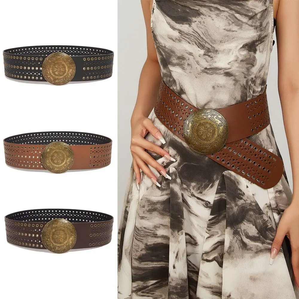 Vintage Wide Leather Belt Women Versatile Luxury Design Hollowed Belt Punk Waistband
Vintage Wide Leather Belt Women Versatile Luxury Design Hollowed Belt Punk Waistband