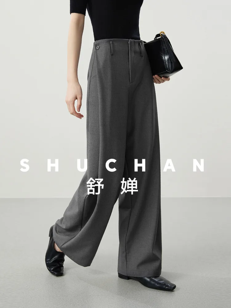 Pants Women Symmetrical Double-buckle Swinging Pleated Wide-leg Mopping Suit Casual Pants 26 Spring New
Pants Women Symmetrical Double-buckle Swinging Pleated Wide-leg Mopping Suit Casual Pants 26 Spring New