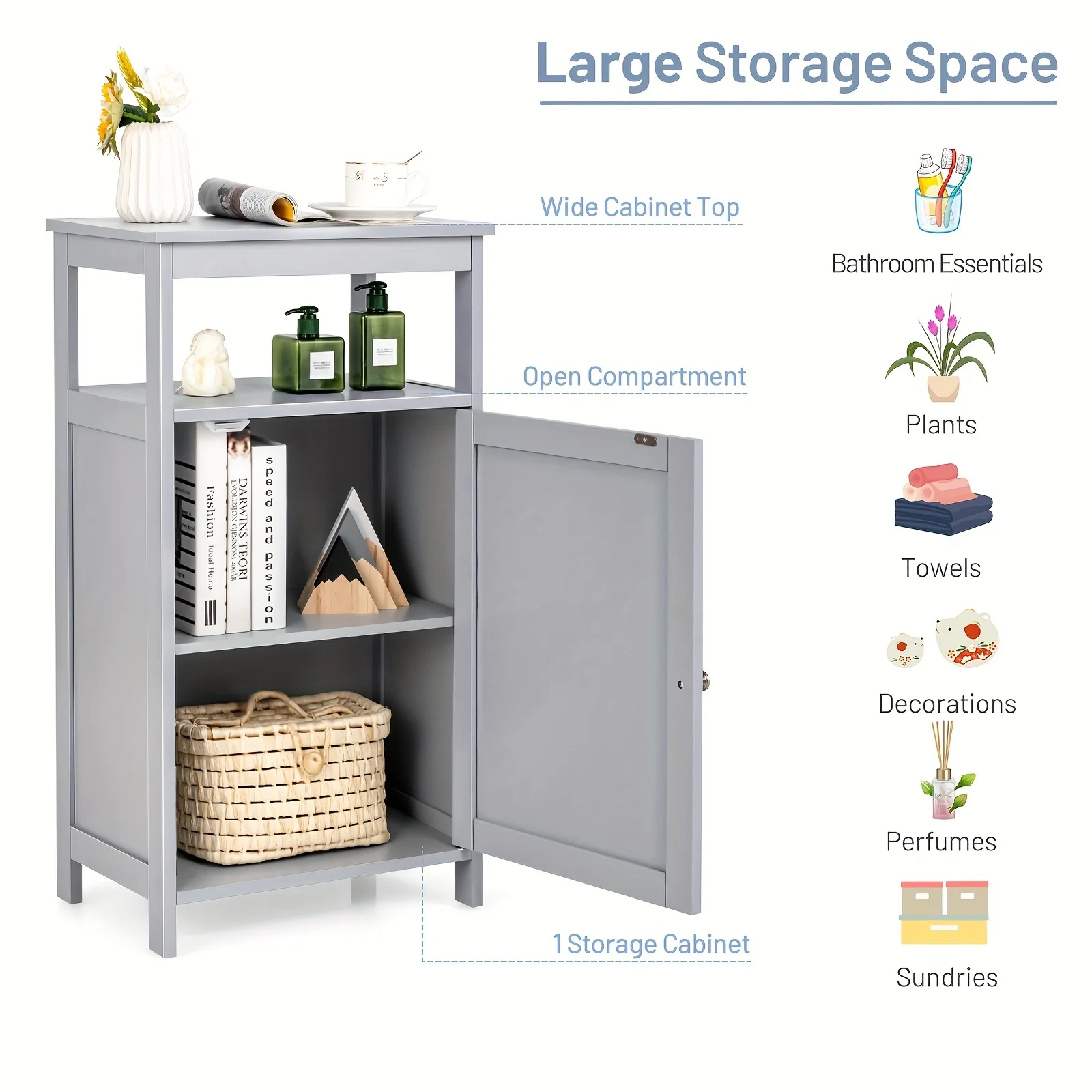 Bathroom Wooden Floor Cabinet Multifunction Storage Rack Organizer Stand Grey
Bathroom Wooden Floor Cabinet Multifunction Storage Rack Organizer Stand Grey