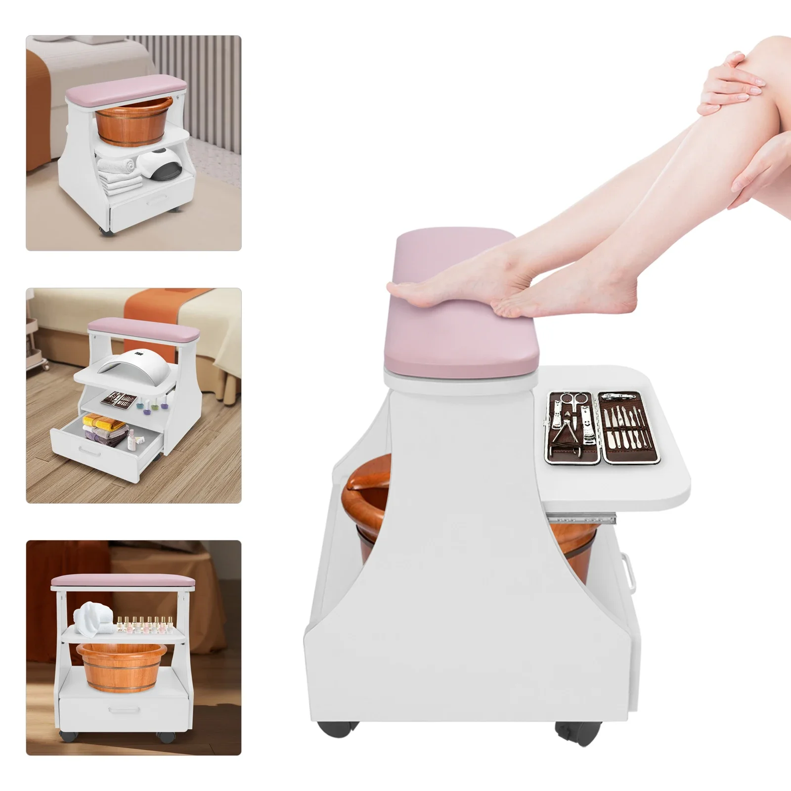 BYMAOCAR Salon Nail Foot Trolley Cart, Portable Esthetician Trolley Cart,Pink Manicure Pedicure Cart for Massages, Toenail Care
BYMAOCAR Salon Nail Foot Trolley Cart, Portable Esthetician Trolley Cart,Pink Manicure Pedicure Cart for Massages, Toenail Care
