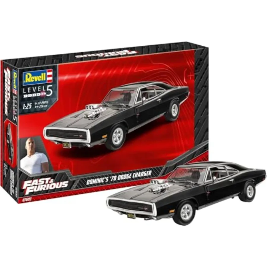 Fast Furious Dom's 1970 Dodge Charger 1:25 Car Model Kit for display die-cast metal body black finish pre-assembled with authen
Fast Furious Dom's 1970 Dodge Charger 1:25 Car Model Kit for display die-cast metal body black finish pre-assembled with authen