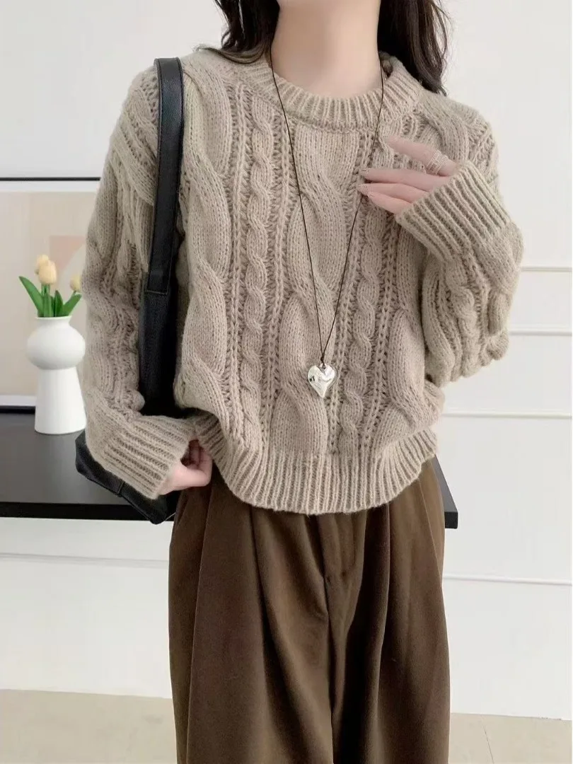 Korean Sle round Ne Thiened Loose Knitted Sweater Women Early Spring ort Sve Long Sve Inner Wear Base irt
Korean Sle round Ne Thiened Loose Knitted Sweater Women Early Spring ort Sve Long Sve Inner Wear Base irt