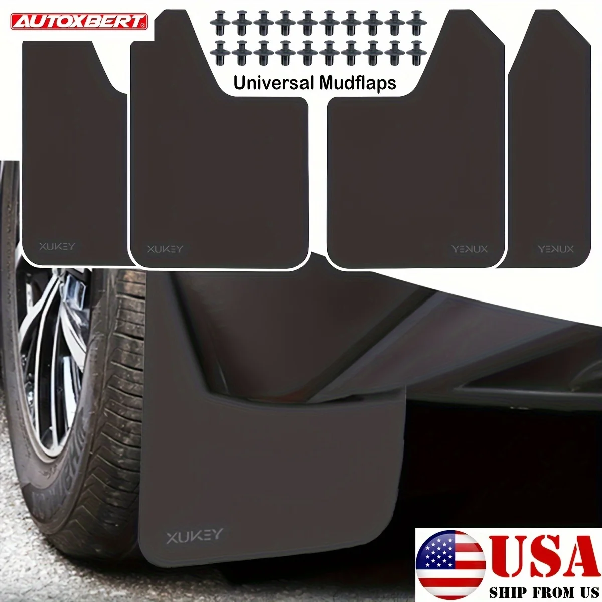 AUTOXBERT 4pcs Universal Car Mud Flaps Splash Guards Mudguards Fit for Front & Rear Fender
AUTOXBERT 4pcs Universal Car Mud Flaps Splash Guards Mudguards Fit for Front & Rear Fender