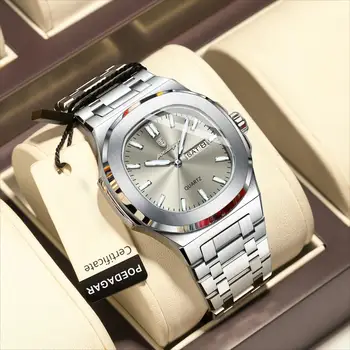 Poedagar 캐주얼 데일리 심플 남성용 쿼츠 시계, 방수 스트랩, 달력 패션 시계