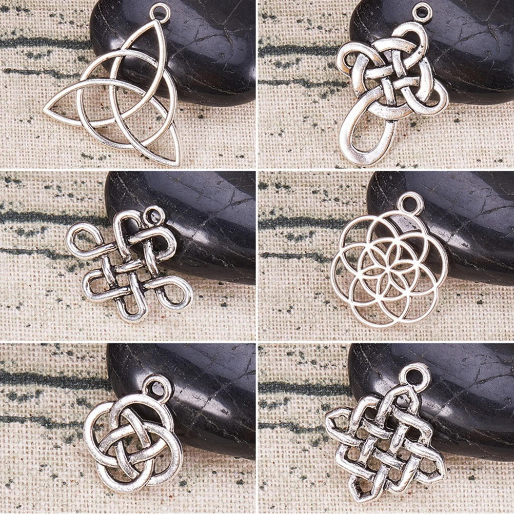 60 Pcs Chinese Knot Pendants Silver Alloy DIY Jewelry Accessories Bulk Tibetan Making Hanging naments Vintage Design
60 Pcs Chinese Knot Pendants Silver Alloy DIY Jewelry Accessories Bulk Tibetan Making Hanging naments Vintage Design