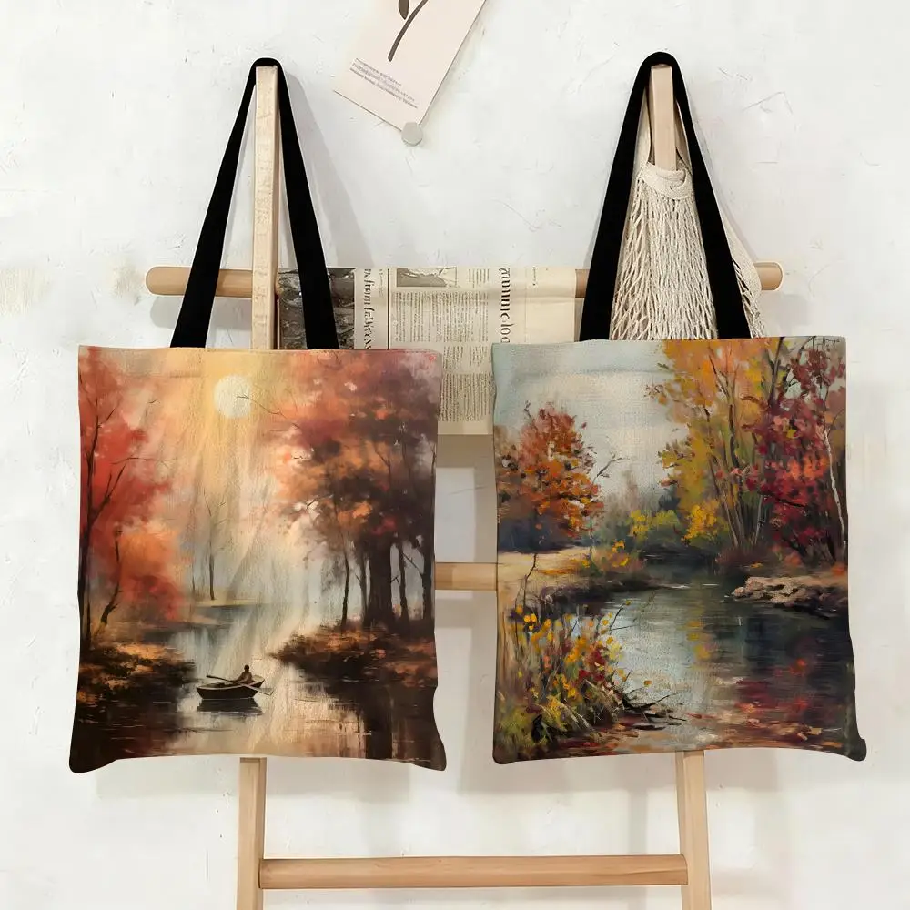 Autumn Forest The River Storage Bags Canvas Tote Bag Large Capacity Double-Sided Print Reusable Shopping Bag Shoulder Bag
Autumn Forest The River Storage Bags Canvas Tote Bag Large Capacity Double-Sided Print Reusable Shopping Bag Shoulder Bag