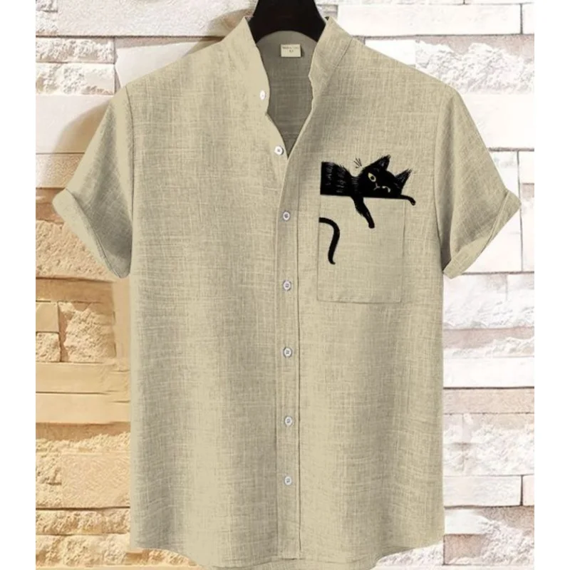Funny Korean New Fashion Cat Printing Shirts Holiday Summer Short Sleeve Stand Collar Single Breast Chic Tops Oversized Tunics
Funny Korean New Fashion Cat Printing Shirts Holiday Summer Short Sleeve Stand Collar Single Breast Chic Tops Oversized Tunics